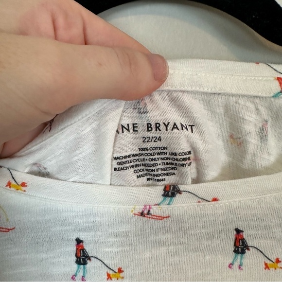 Lane Bryant | Long Sleeve White Skiing Winter Printed Tee Size 22/24 - Picture 3 of 4